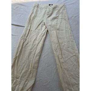 Philippe Adec Women's Linen Wide Leg Cream Pants Size 8